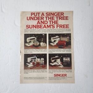 Vintage Print Ad SINGER sewing machine Christmas clipping 1983 8x10.5